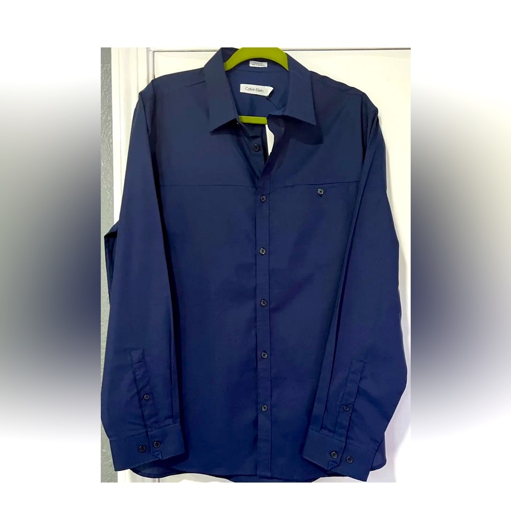 Calvin Klein Falcon Blue Dress Shirt Sz L New!